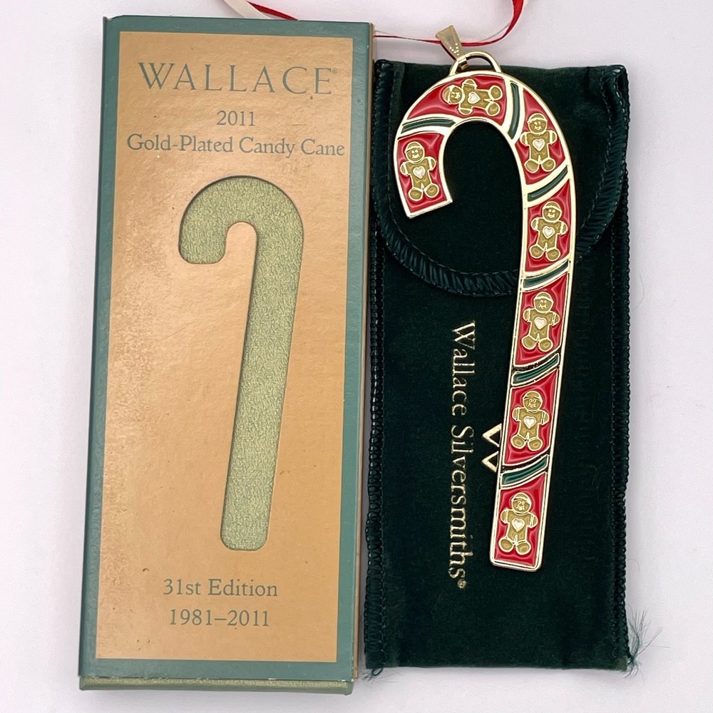 Wallace 2011 Gold-Plated Candy Cane Ornament‎ 31st Edition Gingerbread Man